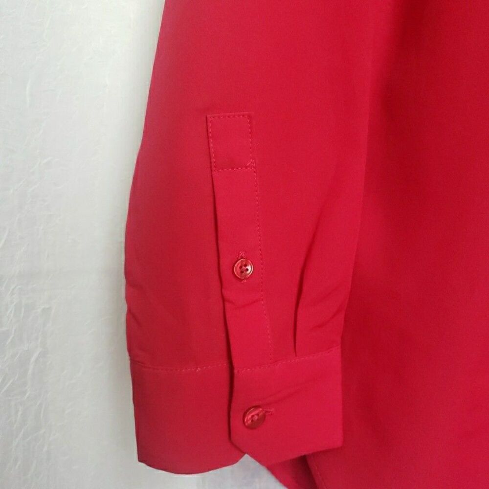 Talbots Shirt Red Pleated Rhinestone Elegant Holiday Party Blouse Top Women Sp - Picture 6 of 9